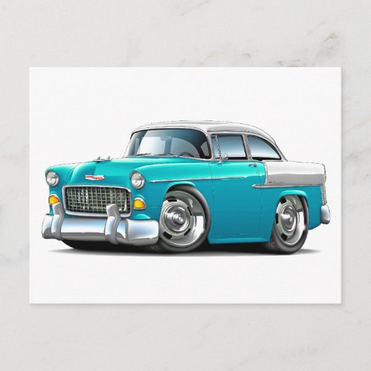 Chevy Belair Turquoise-White 1955 Briefkaart (Voorkant)