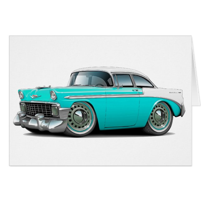 Chevy Belair Turquoise-White 1956 (Voorkant Horizontaal)
