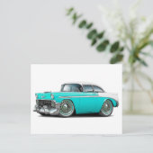 Chevy Belair Turquoise-White 1956 Briefkaart (Staand voorkant)