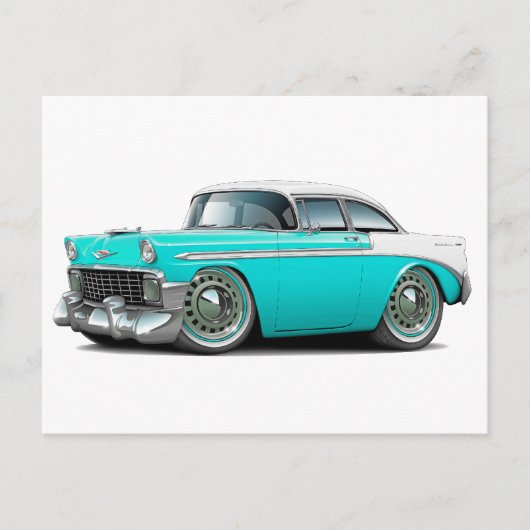Chevy Belair Turquoise-White 1956 Briefkaart (Voorkant)