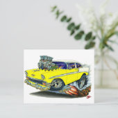 Chevy Belair Yellow Car 1956 Briefkaart (Staand voorkant)