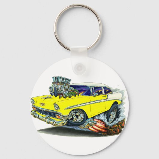 Chevy Belair Yellow Car 1956 Sleutelhanger (Voorkant)