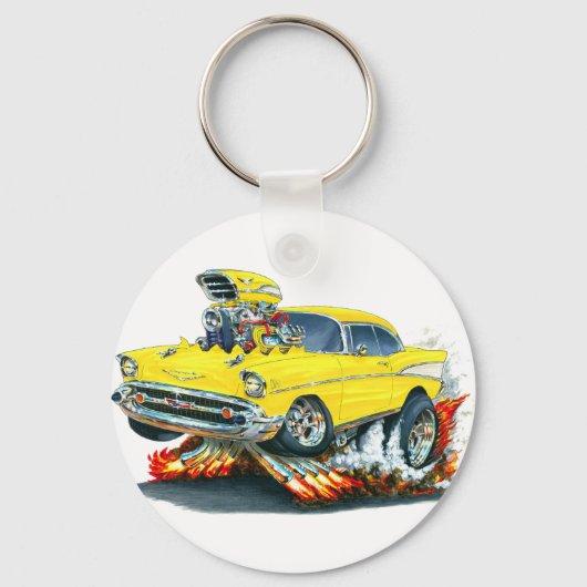 Chevy Belair Yellow Car 1957 Sleutelhanger (Voorkant)