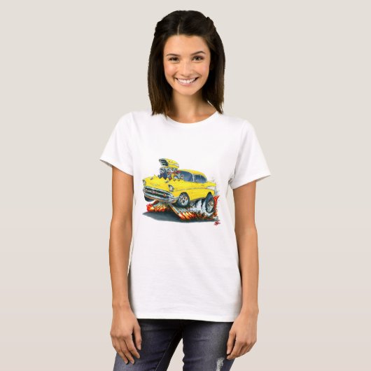 Chevy Belair Yellow Car 1957 T-shirt (Voorkant volledig)