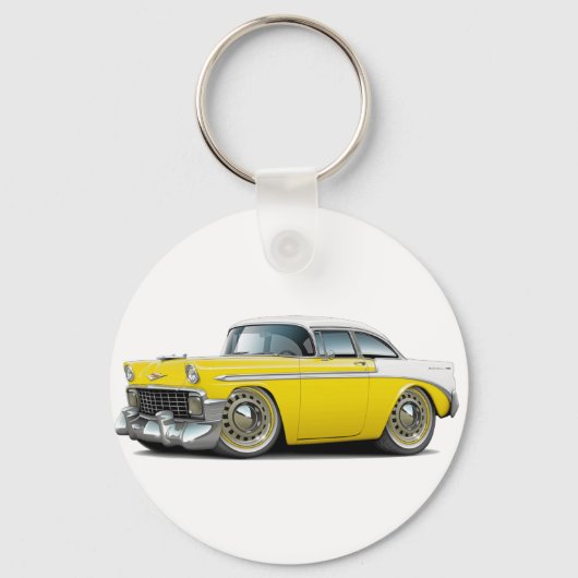 Chevy Belair Yellow-White Car 1956 Sleutelhanger (Voorkant)