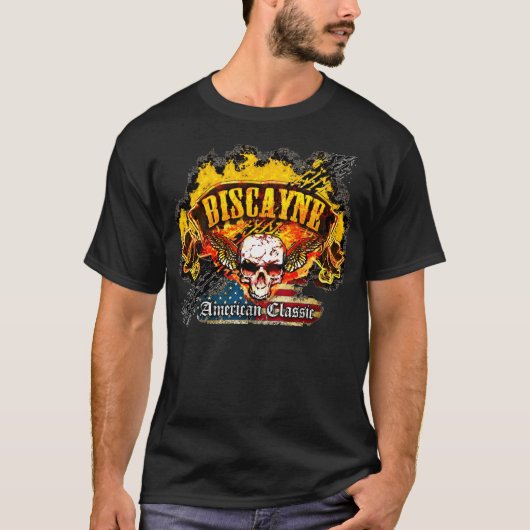 Chevy Biscayne - Burnout Banner Skull -n-Flag T-shirt (Voorkant)