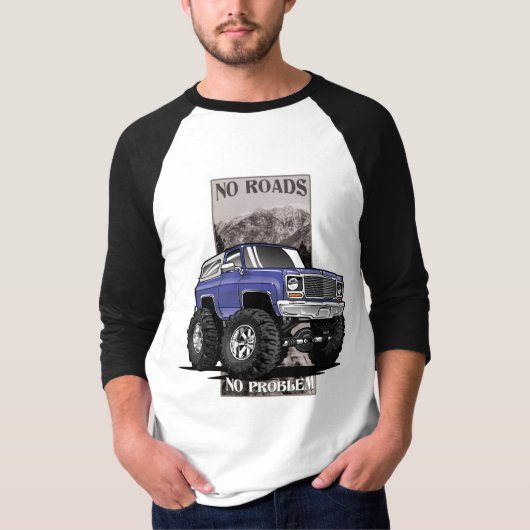 Chevy Blazer 'No Roads'-ontwerp uit de jaren tacht T-shirt (Voorkant)