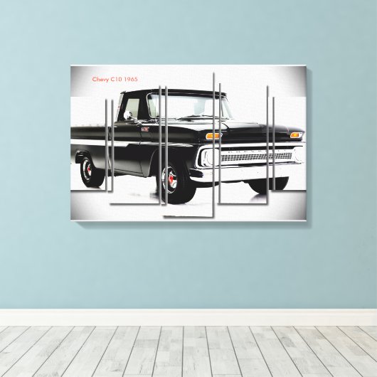 Chevy C10 1965 Canvas Afdruk (Insitu (Houten vloer))