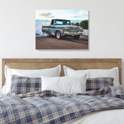 Chevy C10 pick-up burn-out Canvas Afdruk (Insitu (Slaapkamer))