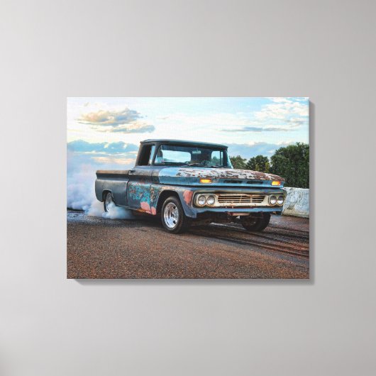Chevy C10 pick-up burn-out Canvas Afdruk (Voorkant)