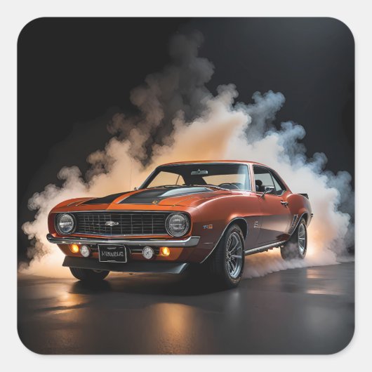 Chevy Camaro 1969 Vierkante Sticker (Voorkant)