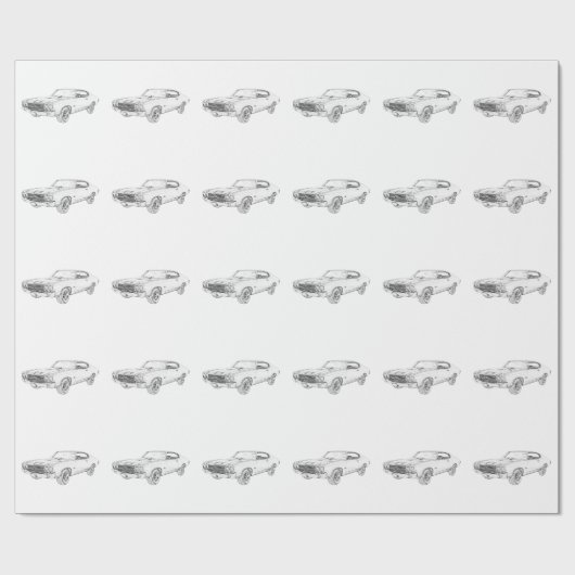 Chevy Chevelle Bowtie Musculus Car Black White Art Cadeaupapier (Vlak)