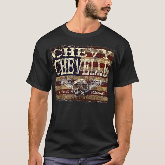 Chevy Chevelle Design against Eroded Flag T-shirt (Voorkant)