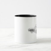 Chevy Chevelle Musculair Zwarte en Witte Tekening Mok (Midden)