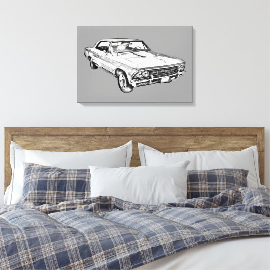Chevy Chevelle SS 396 Illustration 1966 Canvas Afdruk (Insitu (Slaapkamer))
