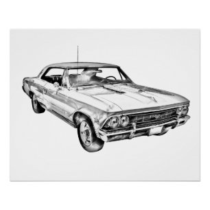Chevy Chevelle SS 396 Illustration 1966 Perfect Poster