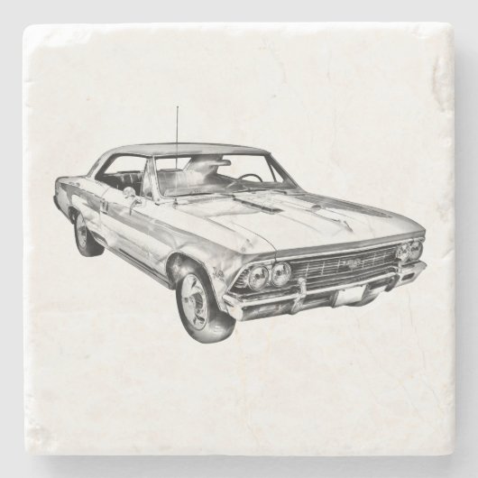 Chevy Chevelle SS 396 Illustration 1966 Stenen Onderzetter (Voorkant)