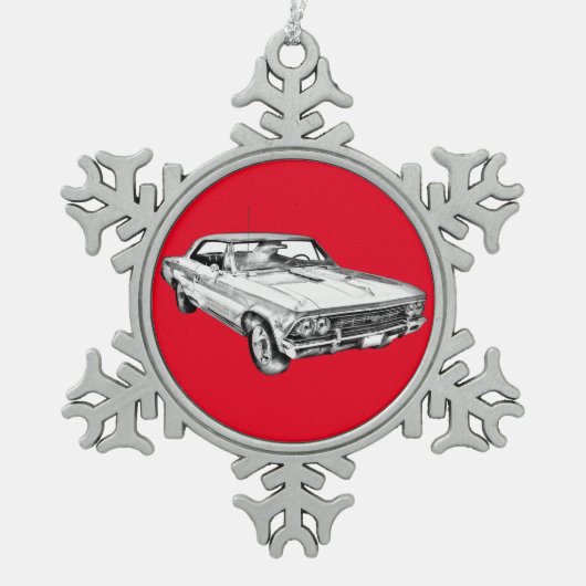 Chevy Chevelle SS 396 Illustration 1966 Tin Sneeuwvlok Ornament (Voorkant)
