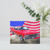 Chevy Chevelle SS 396 met Amerikaanse vlag Briefkaart (Staand voorkant)