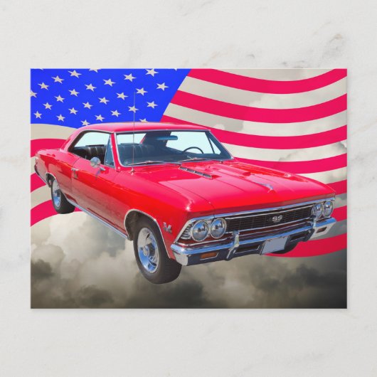 Chevy Chevelle SS 396 met Amerikaanse vlag Briefkaart (Voorkant)