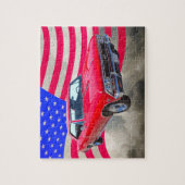 Chevy Chevelle SS 396 met Amerikaanse vlag Legpuzzel (Verticaal)