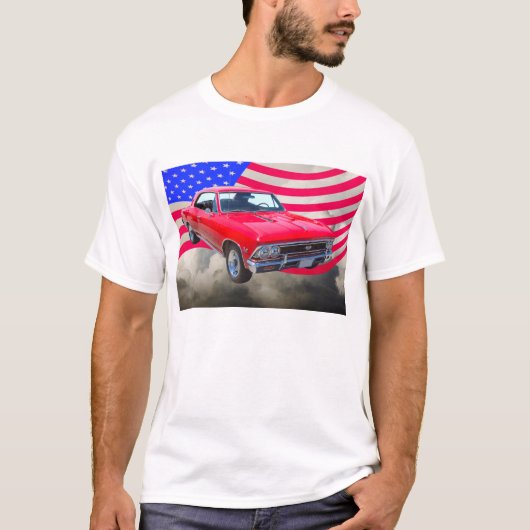 Chevy Chevelle SS 396 met Amerikaanse vlag T-shirt (Voorkant)