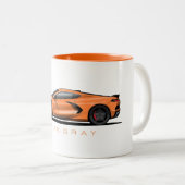 Chevy Corvette C8 Black Illustration Tweekleurige Koffiemok (Voorkant rechts)