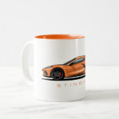 Chevy Corvette C8 Black Illustration Tweekleurige Koffiemok (Voorkant links)