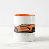 Chevy Corvette C8 Black Illustration Tweekleurige Koffiemok (Center)