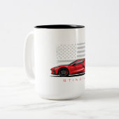 Chevy Corvette C8 Black Illustration Tweekleurige Koffiemok (Voorkant links)