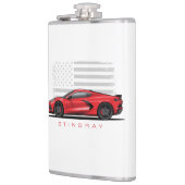 Chevy Corvette C8 Zwarte Illustratie Heupfles (Links)