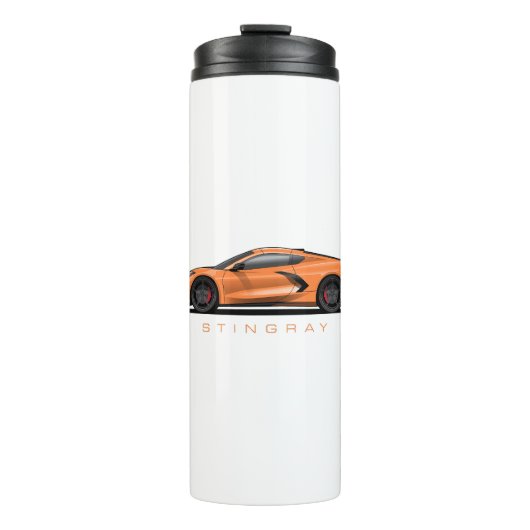 Chevy Corvette C8 Zwarte Illustratie Thermosbeker (Voorkant)