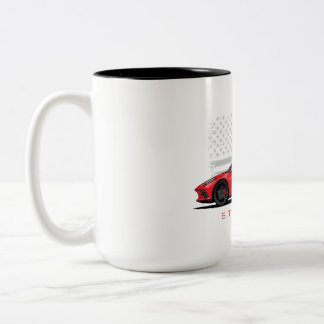 Chevy Corvette C8 Zwarte Illustratie Tweekleurige Koffiemok