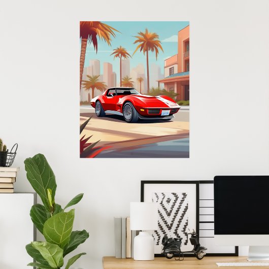 Chevy Corvette Poster (Thuiskantoor)