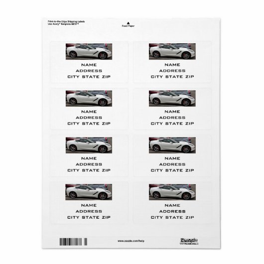"CHEVY CORVETTE STINGRAY" ADRESETIKETTEN ETIKET (Full Sheet)