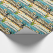 Chevy Impala blauw uit de jaren vijftig met vinnen Cadeaupapier (Hoek)