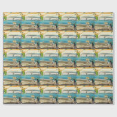 Chevy Impala blauw uit de jaren vijftig met vinnen Cadeaupapier (Vlak)