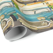 Chevy Impala blauw uit de jaren vijftig met vinnen Cadeaupapier (Rol Hoek)