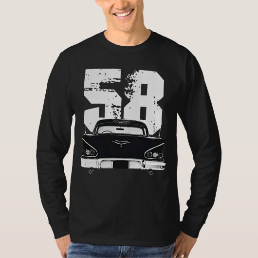 Chevy Impala Rug Uitzicht 1958 met Year Silhouette T-shirt (Voorkant)