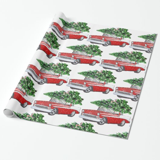  Chevy met kerstboom Cadeaupapier (Uitgerold)