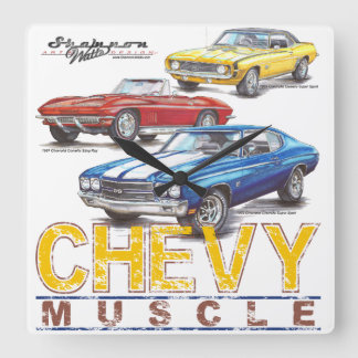 Chevy Musculair Square Clock Vierkante Klok