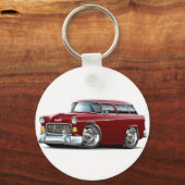 Chevy Nomad Maroon Car 1955 Sleutelhanger (Voorkant)