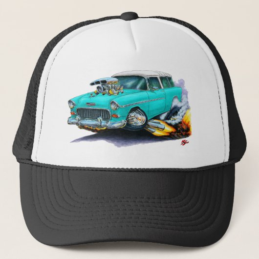 Chevy Nomad Turquoise Car 1955 Trucker Pet (Voorkant)