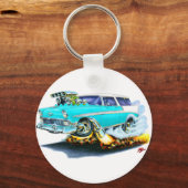 Chevy Nomad Turquoise Car 1956 Sleutelhanger (Voorkant)