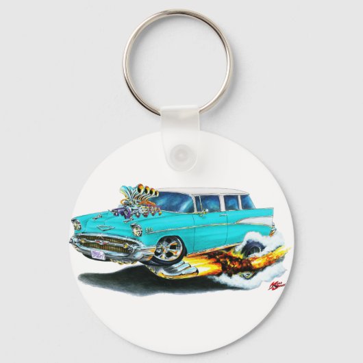 Chevy Nomad Turquoise Car 1957 Sleutelhanger (Voorkant)