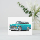 Chevy Nomad Turquoise-White 1955 Briefkaart (Staand voorkant)