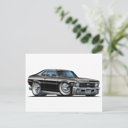 Chevy Nova Black Car Briefkaart (Staand voorkant)