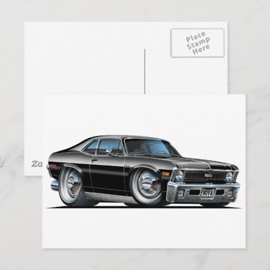 Chevy Nova Black Car Briefkaart (Voorkant / Achterkant)