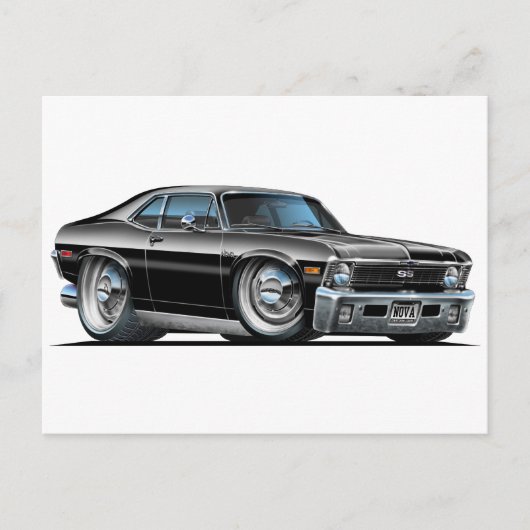 Chevy Nova Black Car Briefkaart (Voorkant)