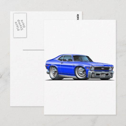 Chevy Nova Blue Car Briefkaart (Voorkant / Achterkant)